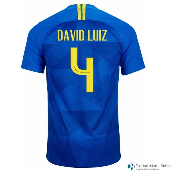 Brasilien Trikot Auswarts David Luiz 2018 Blau Fussballtrikots Günstig
